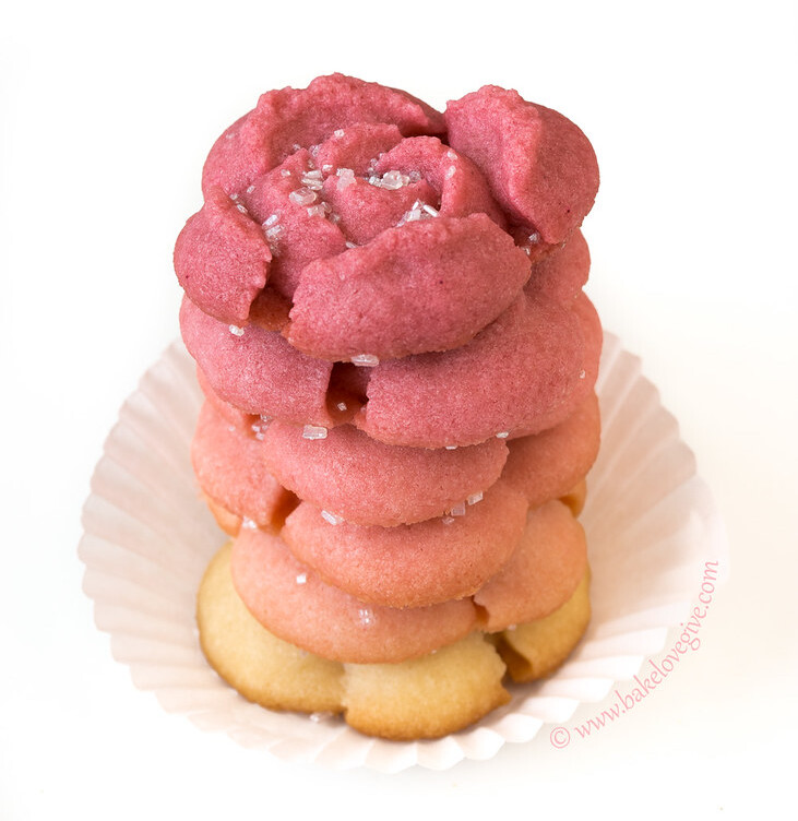 Ombre Rose Cream Cheese Spritz Cookies