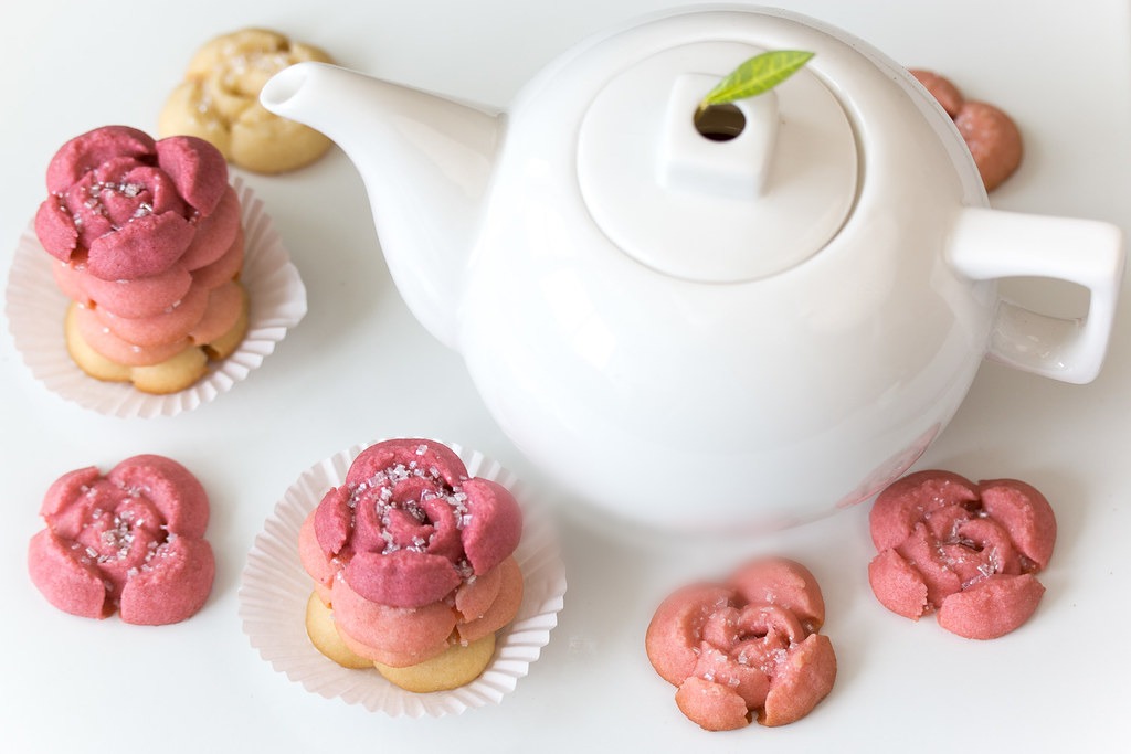 Ombre Rose Cream Cheese Spritz Cookies