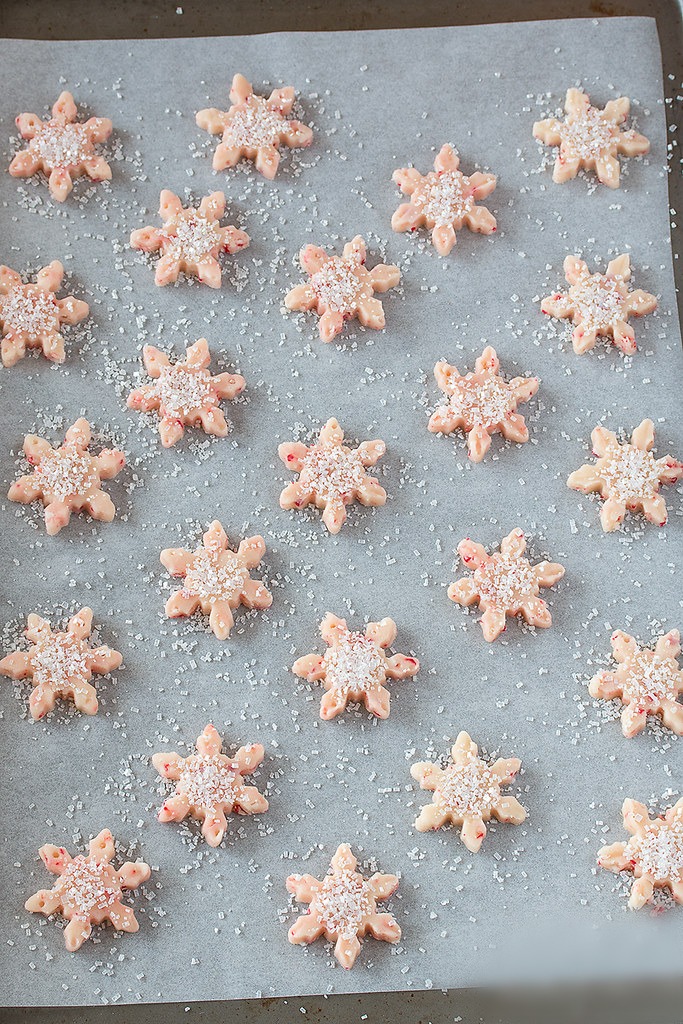 Peppermint Snowflake Shortbread Cookies