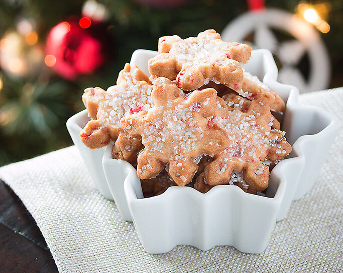 Peppermint Snowflake Shortbread Cookies