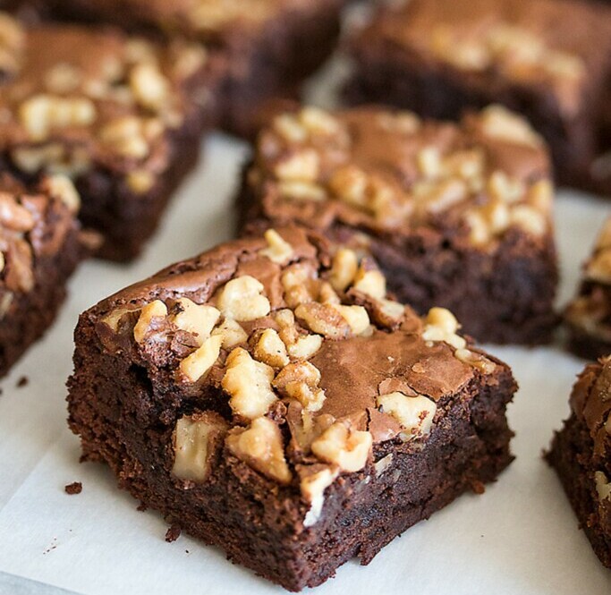 Double Chocolate Fudge Brownies Two Ways - with and without walnuts